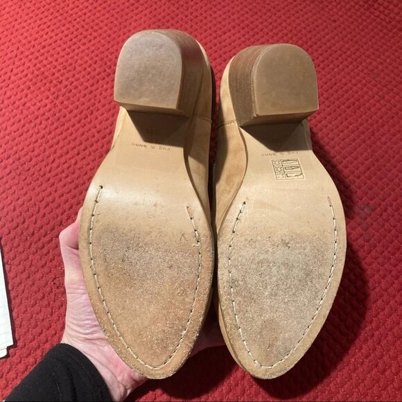 RAG &  BONE Sz 39.5 Harrow Tan Suede & Leather Accent 3.5” Heel Ankle Booties - Picture 8 of 12